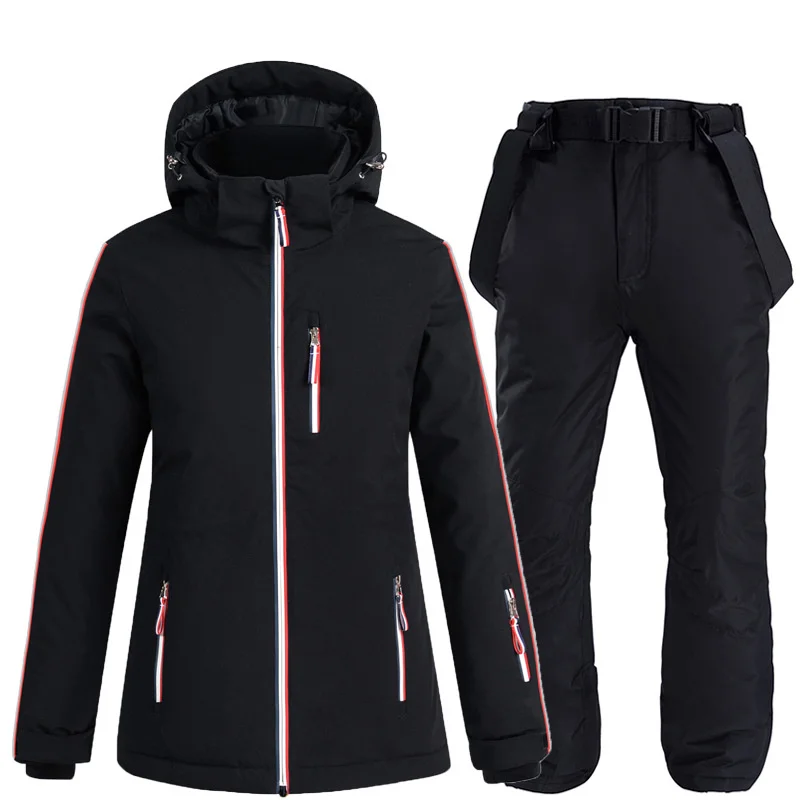 New Men's and Women's Ski Suit Snowboarding -30 degrees suit winter Warm ski jackets windproof and waterproof snowsuit and pants