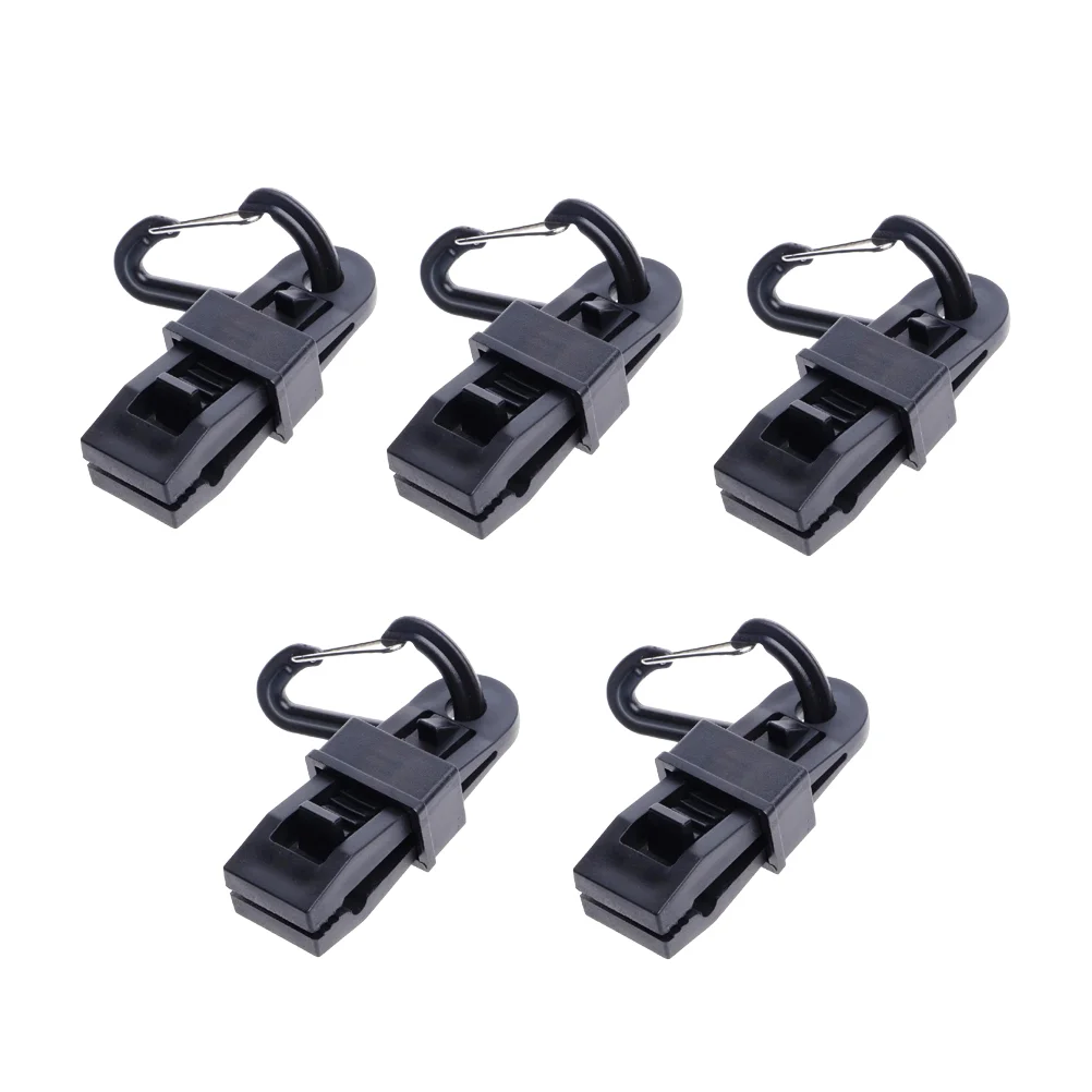 

5 Pcs Tents Clamps Multifunctional Awning Wind Rope Buckle Awnings Plastic Clips Tent Tightener with D Ring for Outdoor Camping