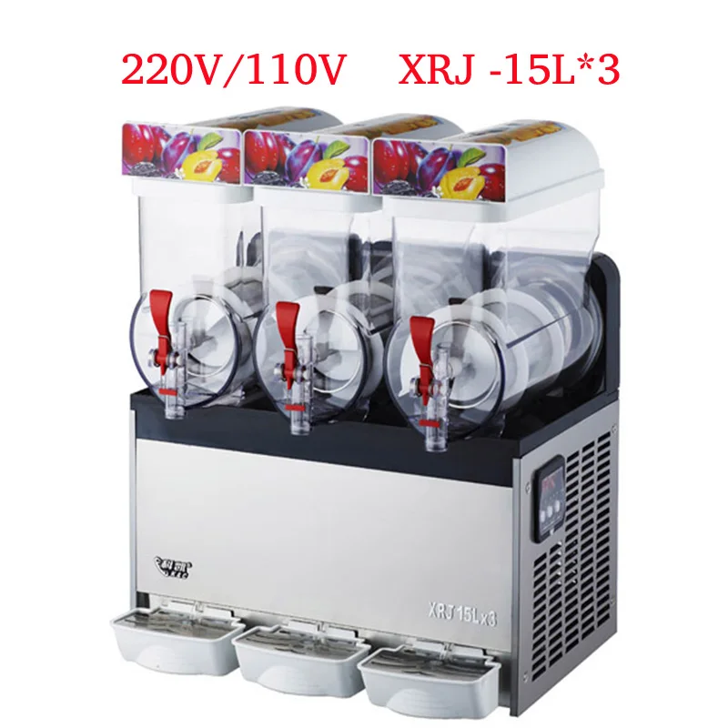 

220V/110V Slush Machine 15L*3 Beverage Ice Machine Snow Melting Machine 3 Tanks of Commercial Slush Machine XRJ -15L*3