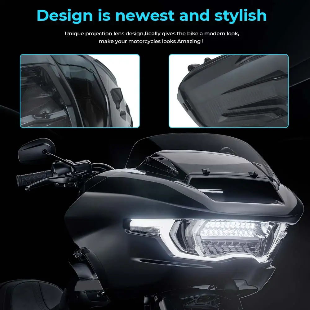 Фото Светодиодная передняя фара для мотоцикла (дальний/ближний свет) для Harley Touring Road Glide CVO ST FLTRXSTSE 2024-2026 №3