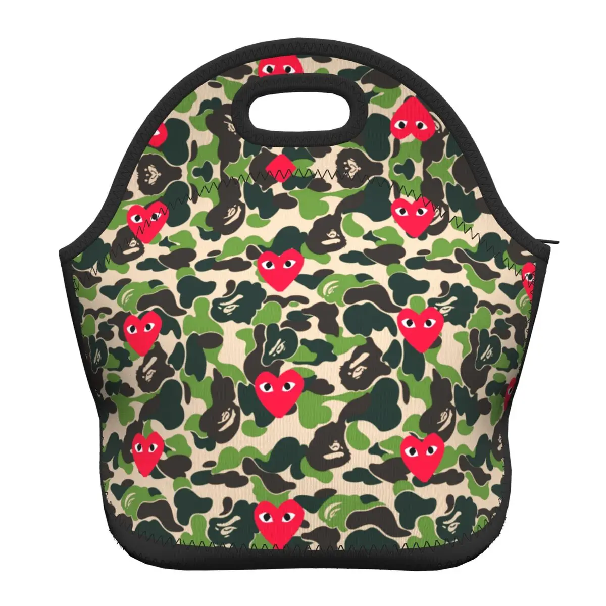 

Bape Army Pattern Portable Neoprene Lunch Box for Women Camo Camouflage Thermal Cooler Food Insulated Lunch Bag School Children