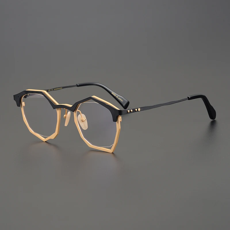 Irregular shape glasses frame men Japan designer Titanium punk optical eyewear Myopia reading women prescription eyeglasses