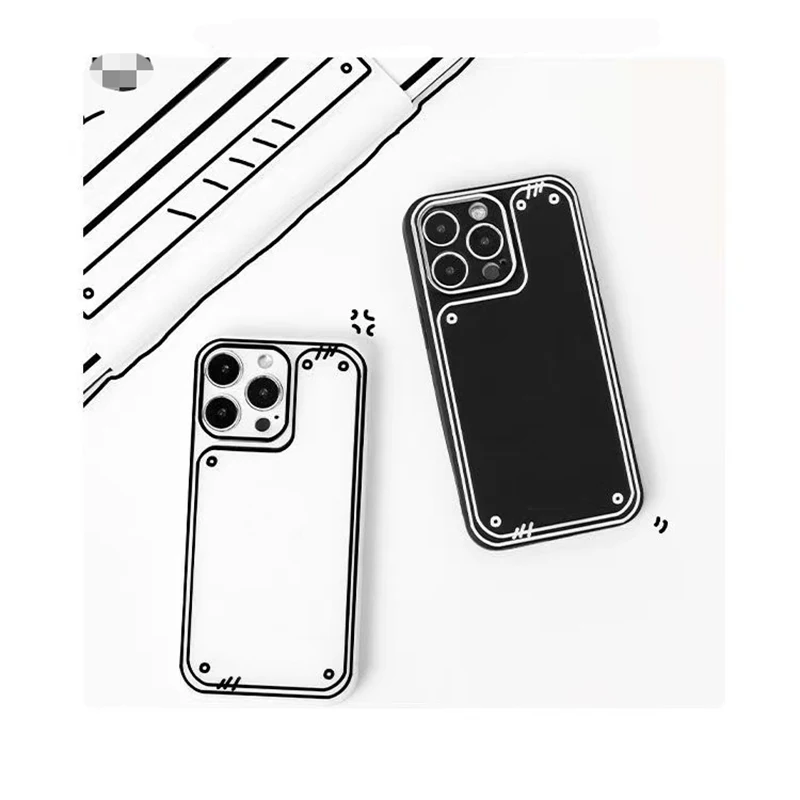 Two-dimensional Line Comic iPhone 13 Pro Max Phone Case Frosted Translucent Fro iPhone14 12 11 XS XR Silicone Protective Cover