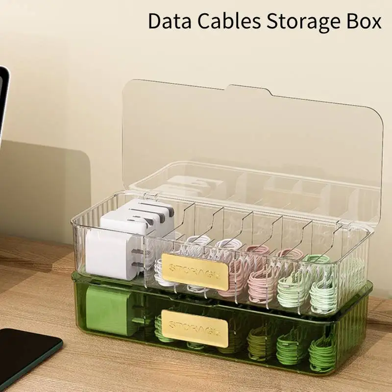 7 Grids Data Cables Organizer Charger Cord Storage Box Home Reusable Desktop Organizers Portable Travel Data Cable Storage Case