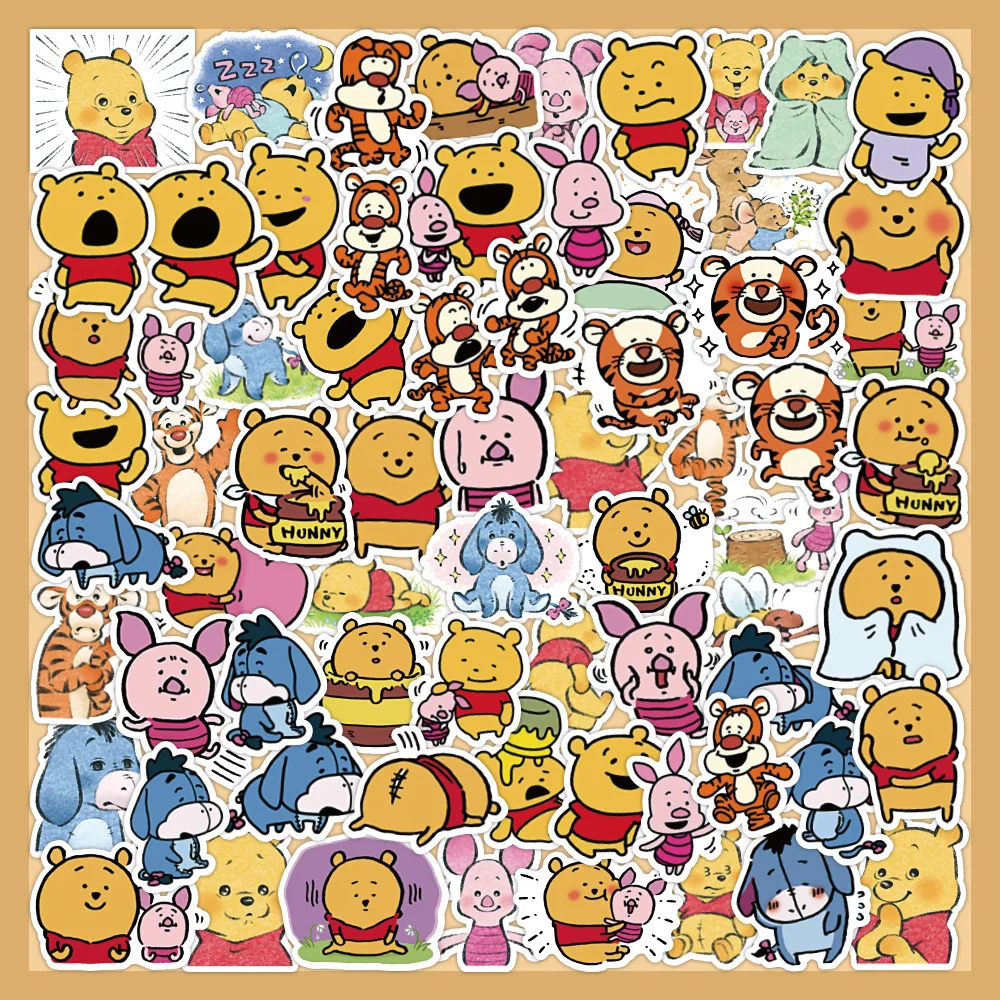 

10/30/60/120PCS Pooh Bear Tigger Piglet Cartoon Sticker DIY Diary Laptop Luggage Skateboard Graffiti Decals Fun for Kid Toys