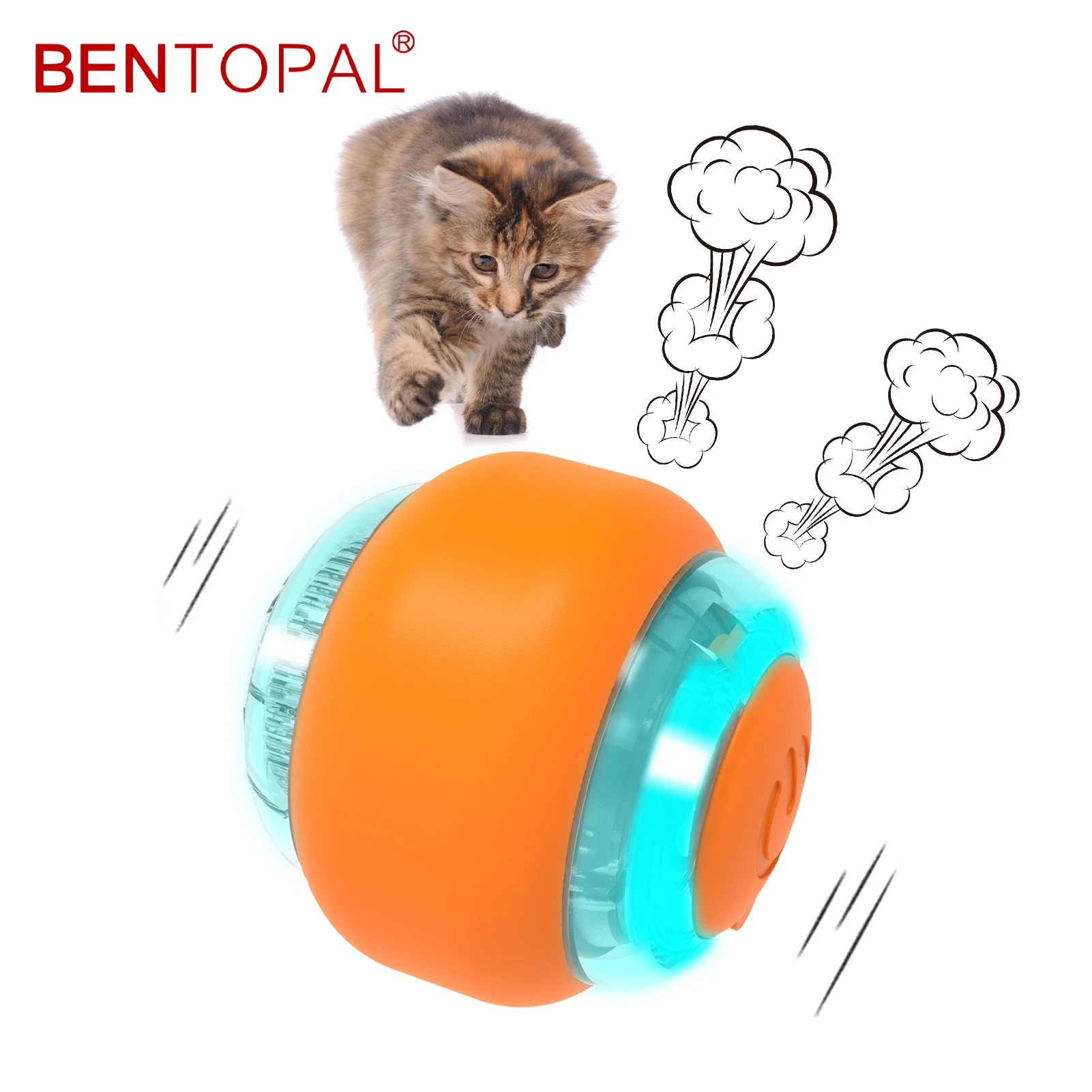 

BENTOPAL--Interactive Cat Toys for Indoor Cats Smart Robotic Ball Toy with Motion Activated USB Rechargeable (Cat Ball)