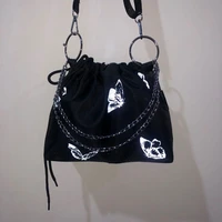 crossbody chain bag reflective butterfly print handbag drawstring bag shoulder bag for women fashion phone pouch bucket bag