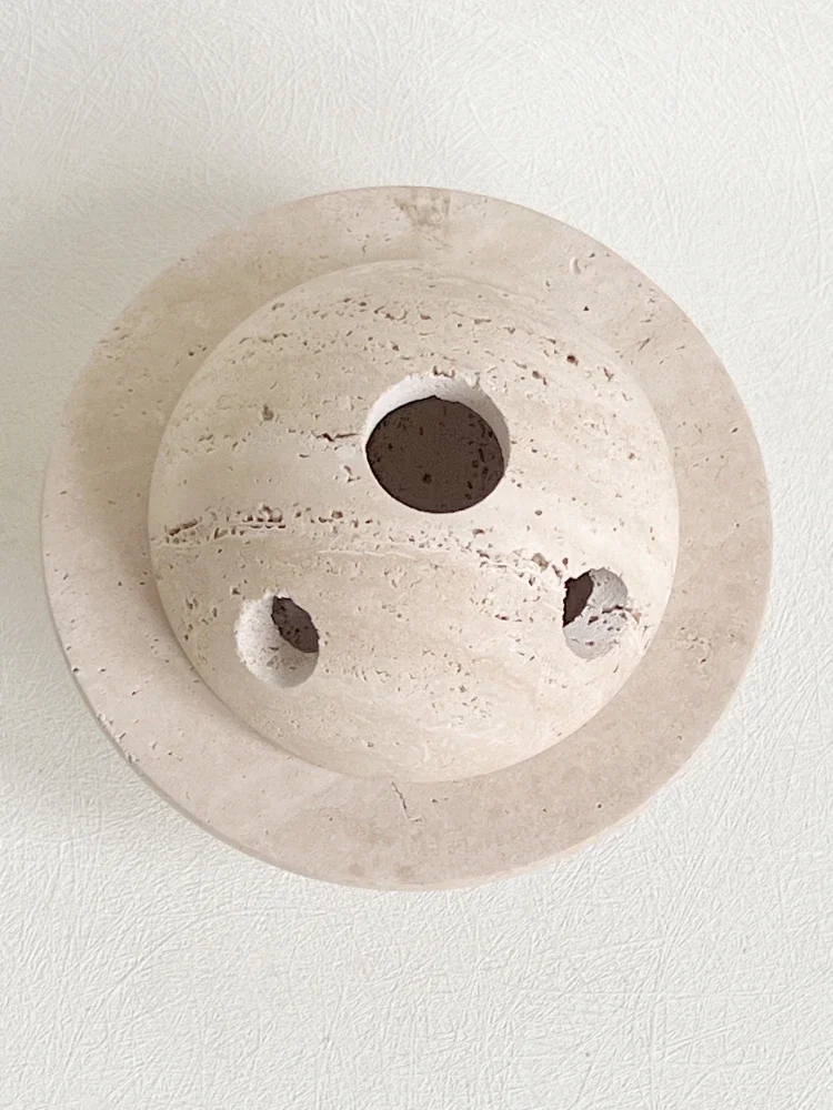 Ваби-саби желтый травертин декоративный камень 3 отверстия натуральный мрамор