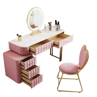 nordic pink furniture mirrored vanity makeup dressing table with mirror and stool dressing room dresser