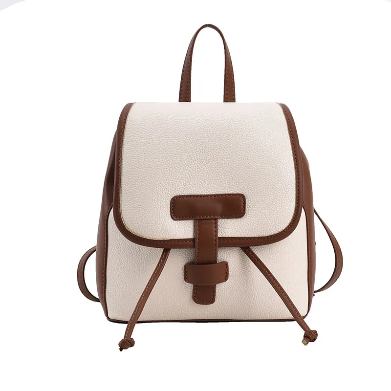 Korean Style Fashion Backpacks for Women Solid Color PU Softback Arcuate Shoulder Strap Bags Lady Simple Casual Shoulder Bag