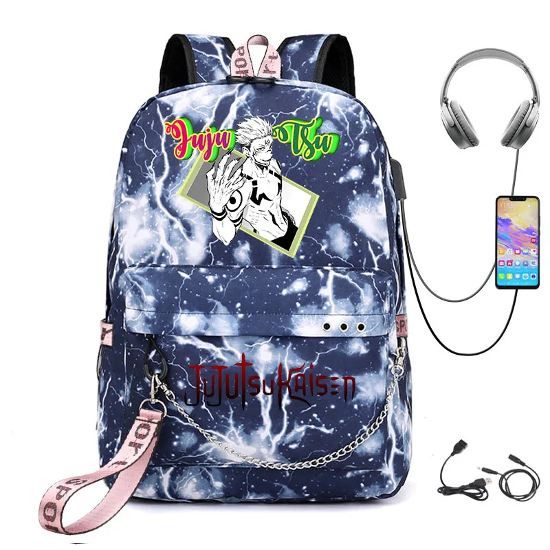 

Дорожная сумка juютсу Kaisen, повседневный ранец различных цветов с мультяшным принтом, Молодежная школьная сумка для студентов, Детский рюкзак с USB-разъемом