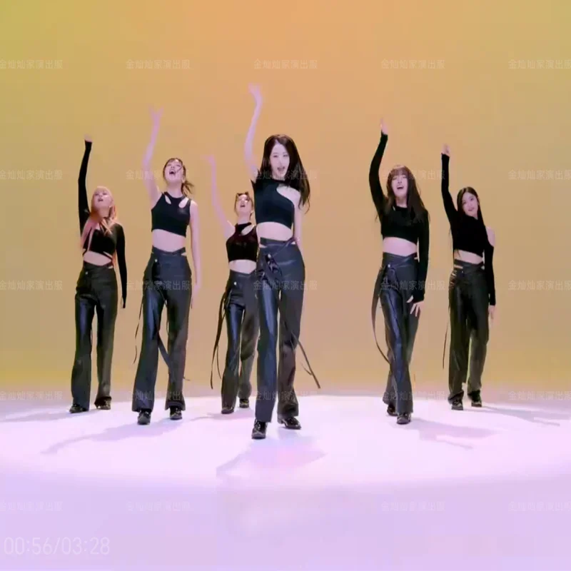 Kpop Корейская женская группа Джазовый танец Черная тонкая футболка с круглым