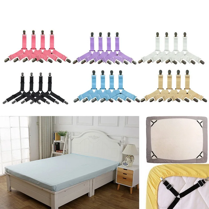 

4Pcs/set Elastic Bed Sheet Clip Grippers Belt Fastener Mattress Non-slip Clip Blanket Holder Gripper Hook Sets Home Organizer