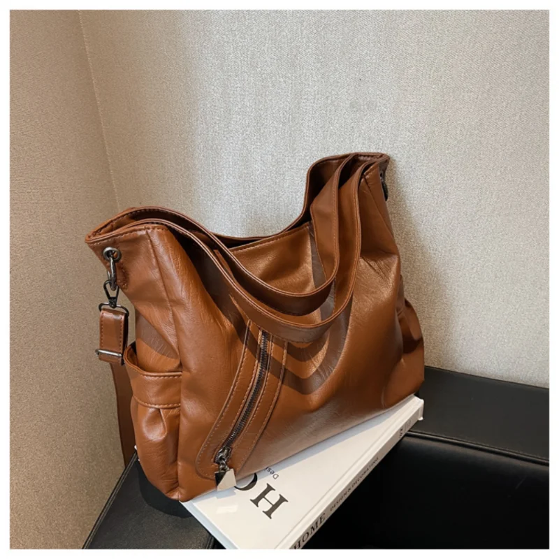 2023 New Summer  Women Fashion Crossbody Bag Retro Solid Color PU Leather Shoulder Underarm Bag Casual Shoulder Bag for Women