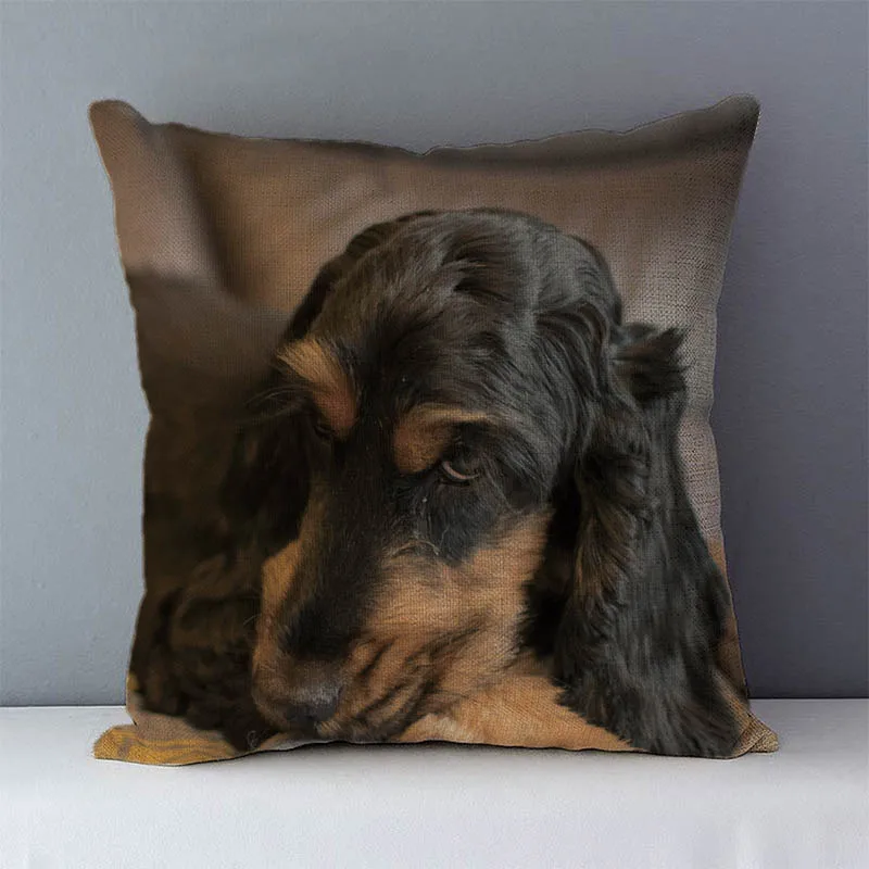 

Cocker Spaniel Dogs Cushion Cover 45*45cm Home Decorative Pillowcase Throw Pillow Covers For Sofa Seat Back Cushions Flax Linen