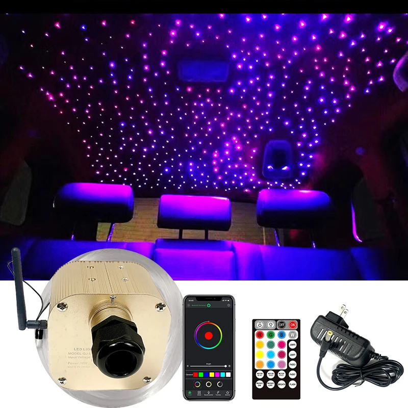 Optical fiber lamp Twinkle Fiber Optic Star ceiling kit Bluetooth APP Control  Starry Car LED Light Kid Room RGB  COLOR golden