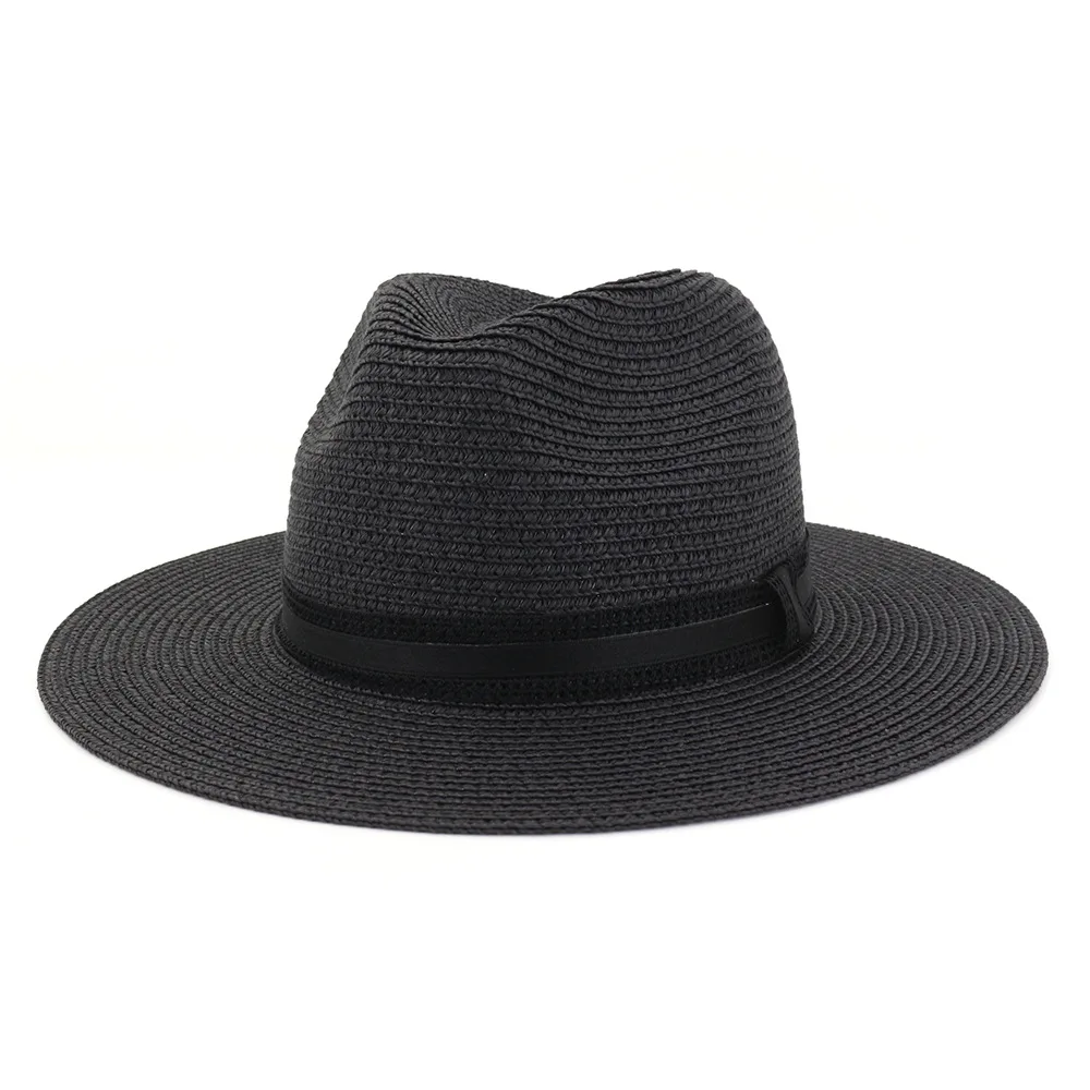 

Fashion 60cm Jazz Straw Hat Spring Summer Straw Hat Sun Visor Beach Hats Women Large Wide Brim Solid Hat with Belt