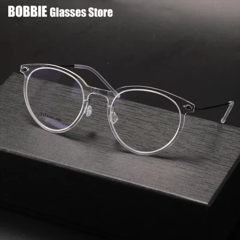 Дания брендовые очки в оправе из чистого титана сверхлегкие стиле ретро круглые