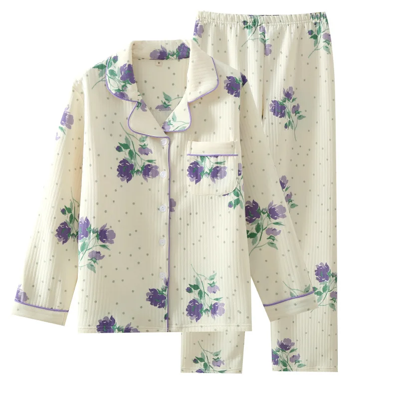 Женские пижамные комплекты на осень-зиму 2023 Кардиган с длинным рукавом и