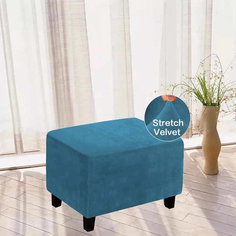 

Velvet Rectangle Stool Cover Elastic Square Footstool Sofa Slipcover Footrest Chair Covers Furniture Covers