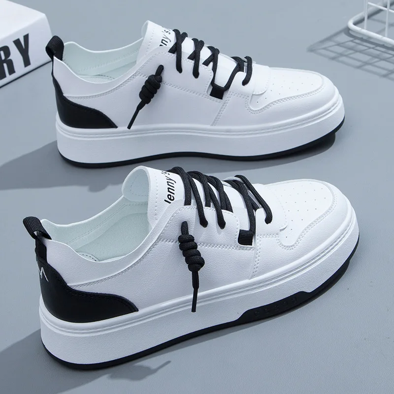 

Women's Shoes Comfortable New Small White Shoes Women's Lace-up Sneakers Students Korean Shoes Women's Leather Shallow Mouth