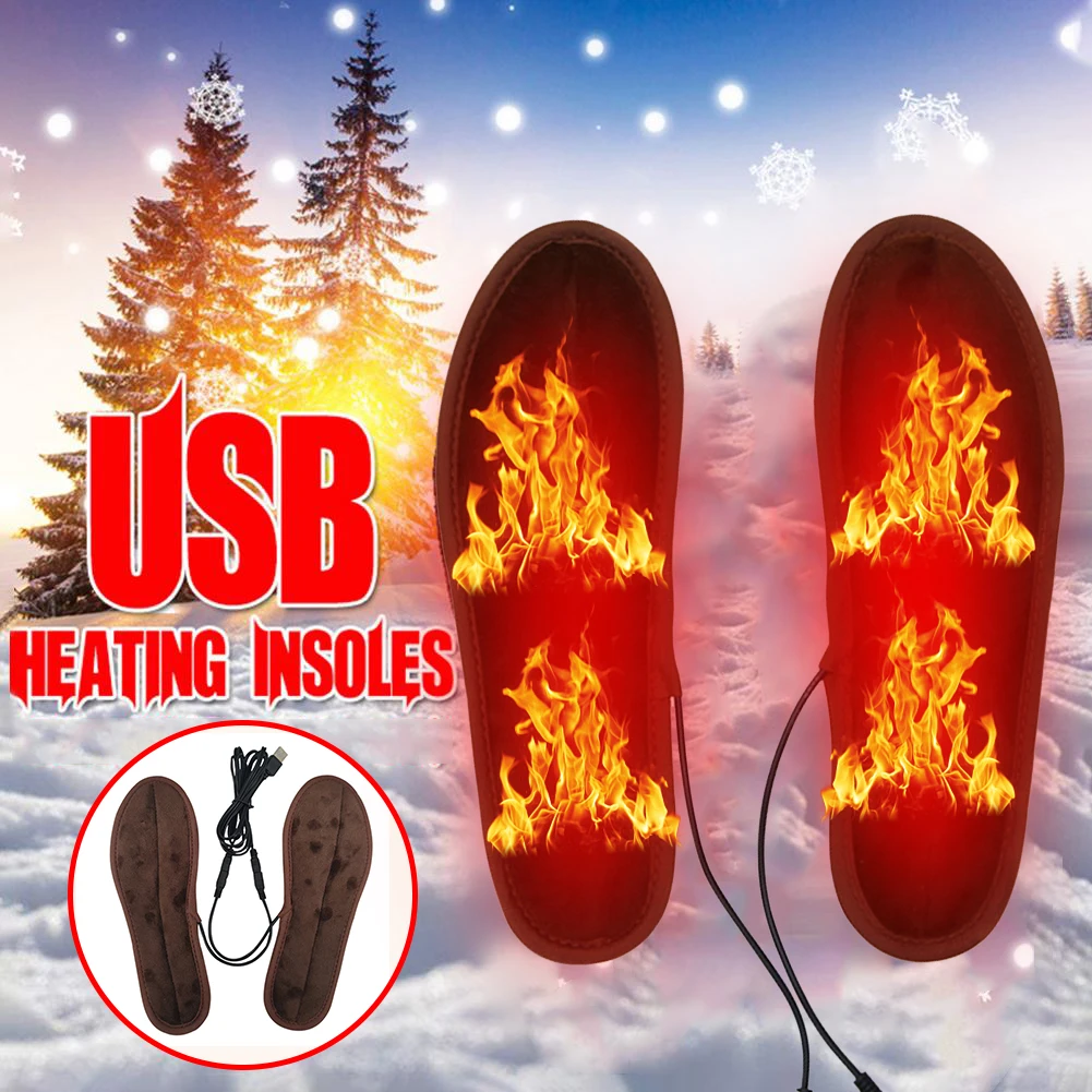 

1 Pair Unisex USB Electric Heated Insoles Washable Keeping Feet Warm Shoes Mats Outdoor Sports Thermal Shoe Pads Mat