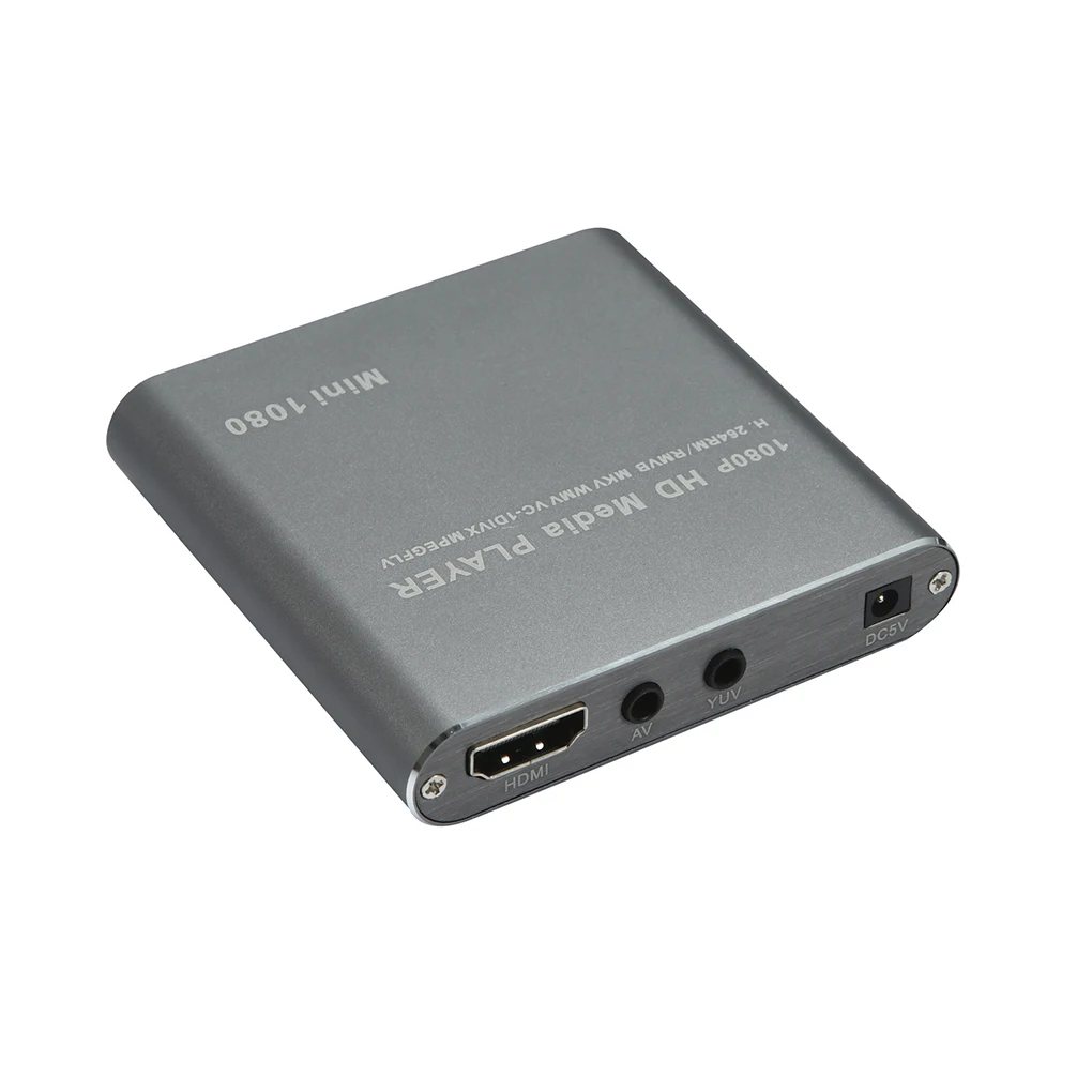 

1080P Mini HD Media Player AV USB SD MMC Multimedia Advertising MKV Car External Video Player UK plug/US plug/EU plug