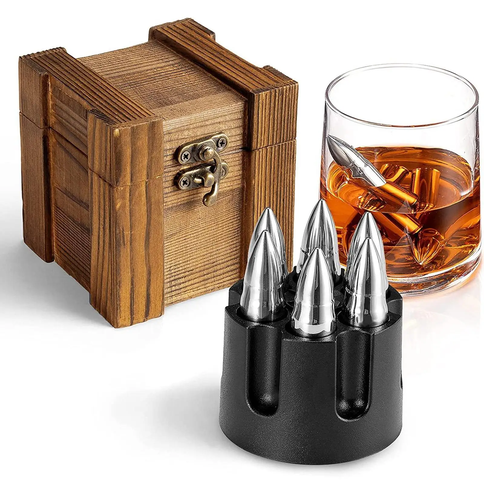 

Bullet Whiskey Stones Steel Ice Cubes Quick-Frozen Bullet Ice Cubes Wine Beer Ice Cooler Kitchen Drink Tools Gadgets