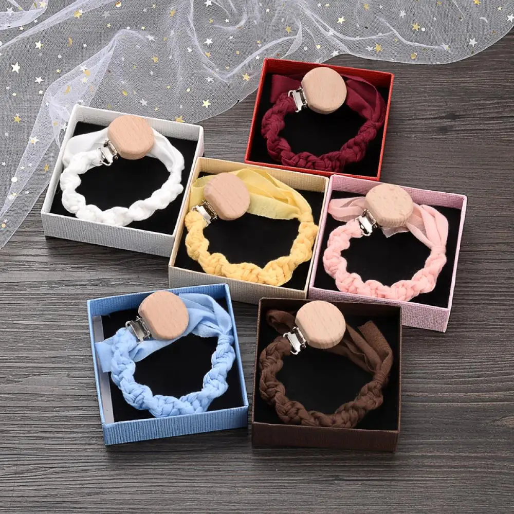Ed Wooden Baby Nipple Clips Handmade Cotton Crochet Infant Pacifier Holder Chain For Care Baby Soother Chain Shower Gift
