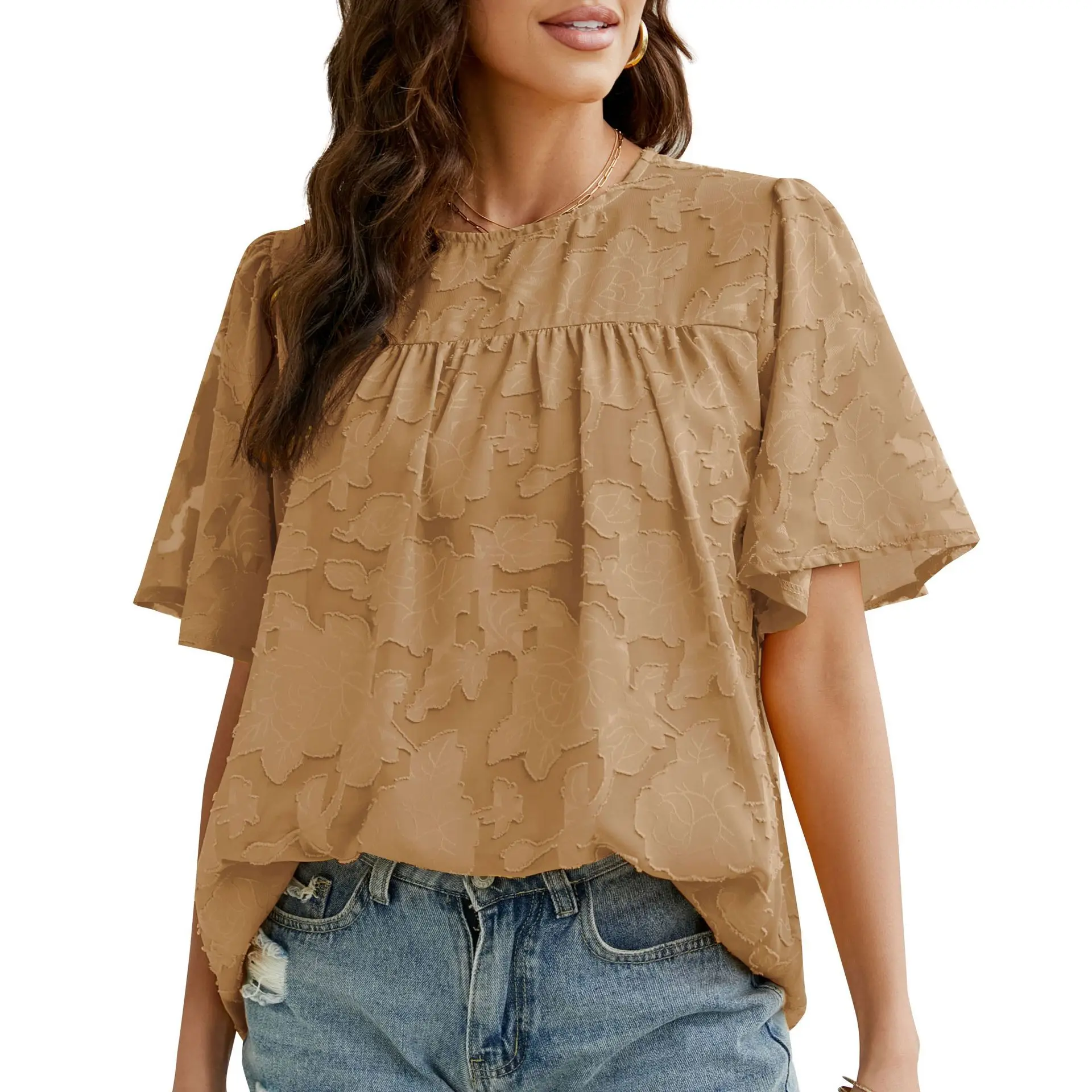 Women Loose Casual Shirts Clothing 2022 Vintage Flower Embroidery Blouse Flare Sleeve Chiffon Tops Ladies Elegant Tunic blusas