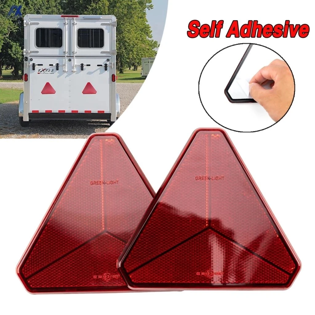 

2 Pcs Triangle Red Alerts Safety Sign Reflective Stickers Strip Rear Reflector Gate Post Camper RV Bus Van Truck Trailer Caravan