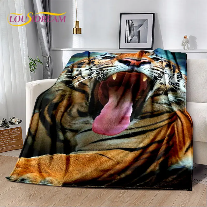 

Beast Animal Tiger, Sabretooth Cartoon Soft Plush Blanket,Flannel Blanket Throw Blanket for Living Room Bedroom Bed Sofa Picnic