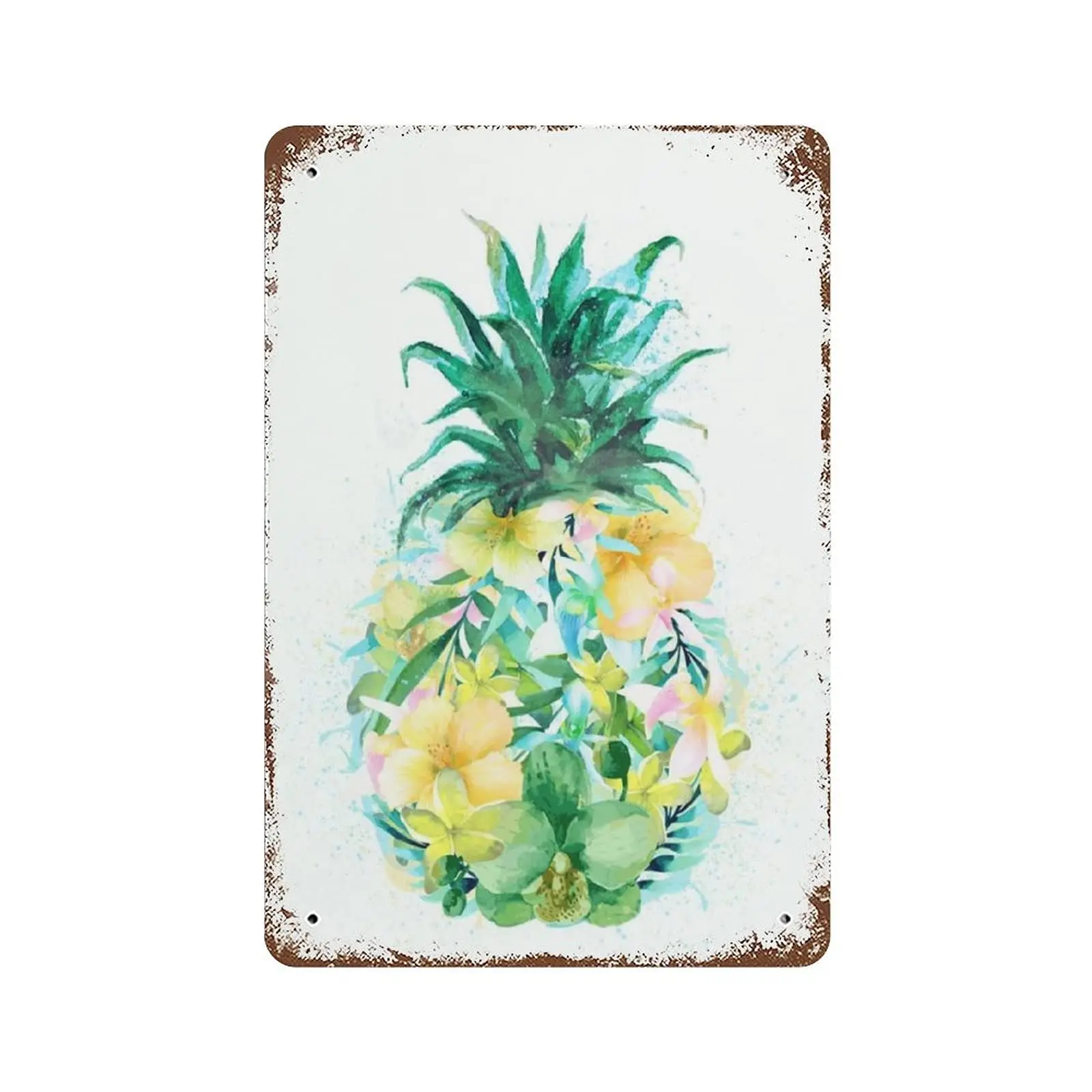

Metal tin Sign，Retro Style， Novelty Poster，Iron Painting，Pineapple Tin Sign，Tropical Wall Art Prints， Apartment Decor Dorm Wall