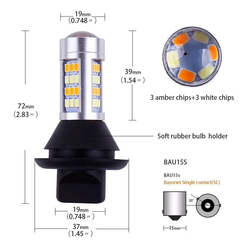 2 шт. BA15S 1156 P21W BAU15S PY21W T20 W21W 7440 42LED Canbus DRL хосветильник s сигнал поворота двойной