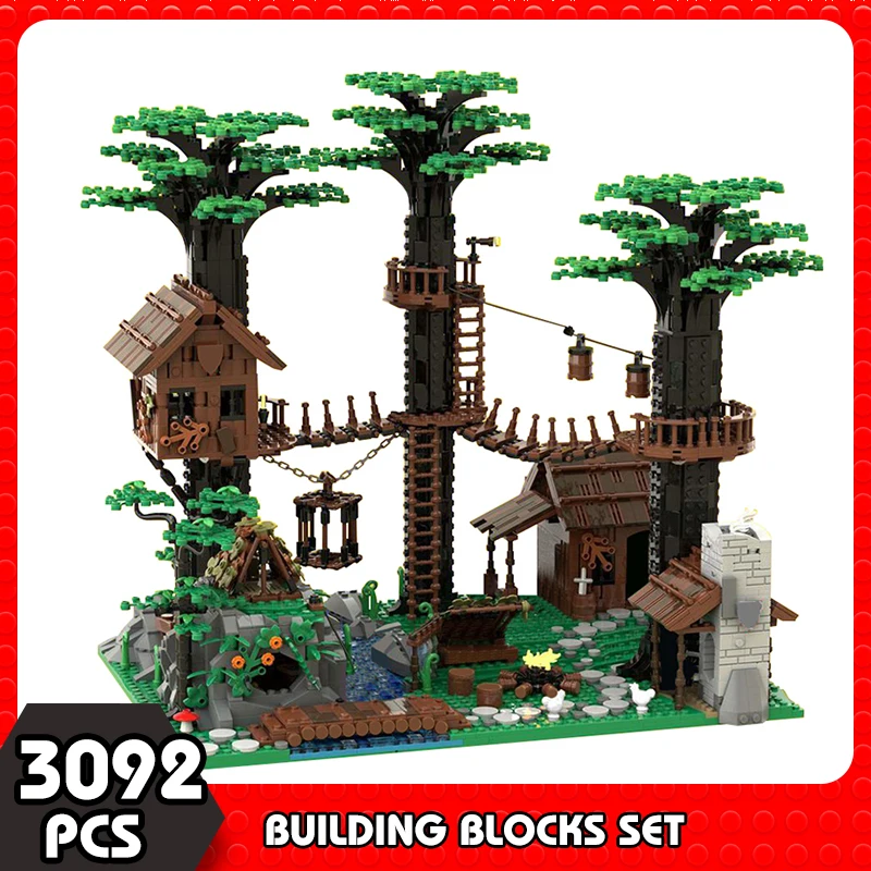 

MOC Forestmen's Headquarters Space Wars Scenes Building Block Set Forest Tribe Base Treehouse Street Scene Christmas Gift Toy