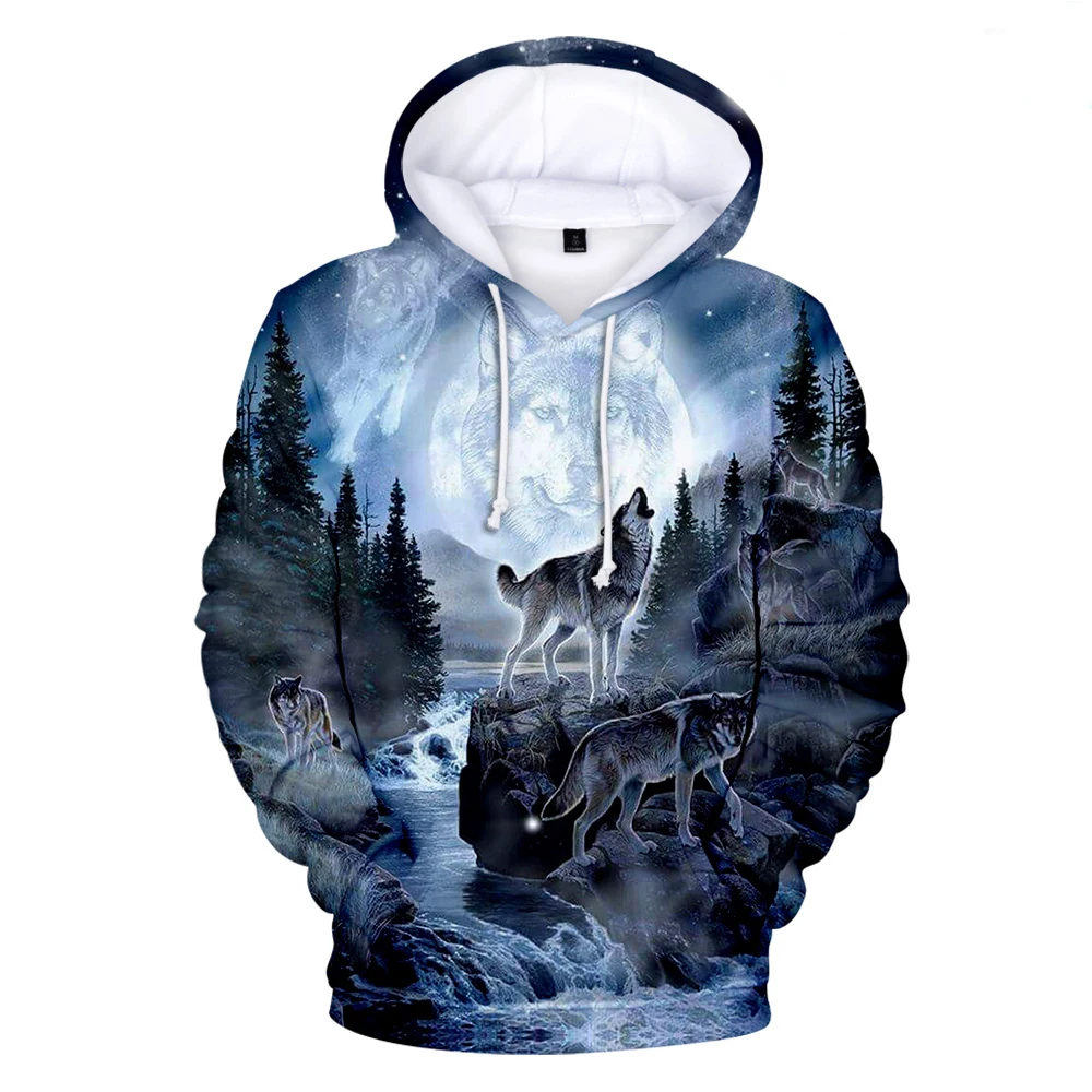 

3D Print Wild Animal WOLF Hoodies Casual Sweatshirts Hooded Beast Tiger Pullovers Clothes Streetwear Men's Oversized hoody tops