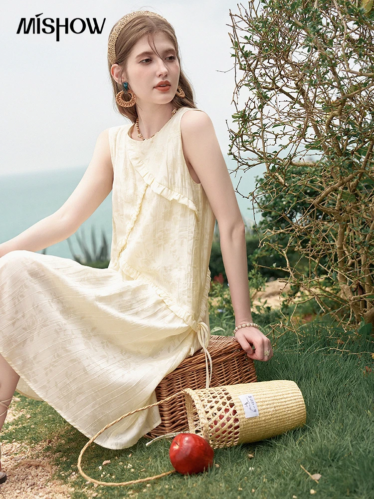 MISHOW французское платье без рукавов на подтяжках для женщин летнее с круглым