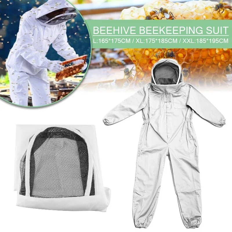 Full Body Beekeeping Suit Polyester Cotton Veil Hat Anti-Bee Clothes Professional Beekeeper Ventilated Bee Protective Jacket