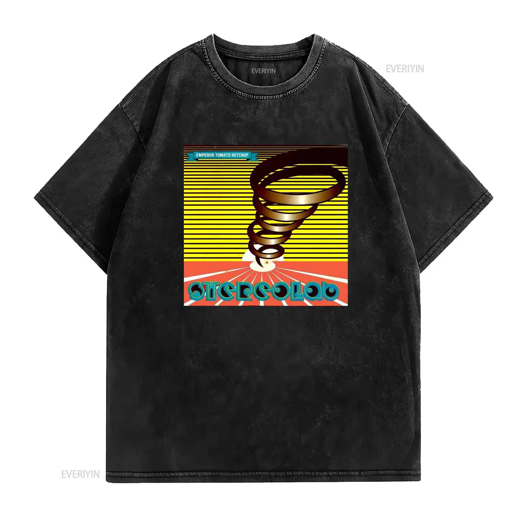 Фото Футболка Emperor Tomato Ketchup Stereolab, винтажная, с эффектом потертости, повседневная, эластичная, мягкая, унисекс, дышащая, стильная, модная, мужская №2