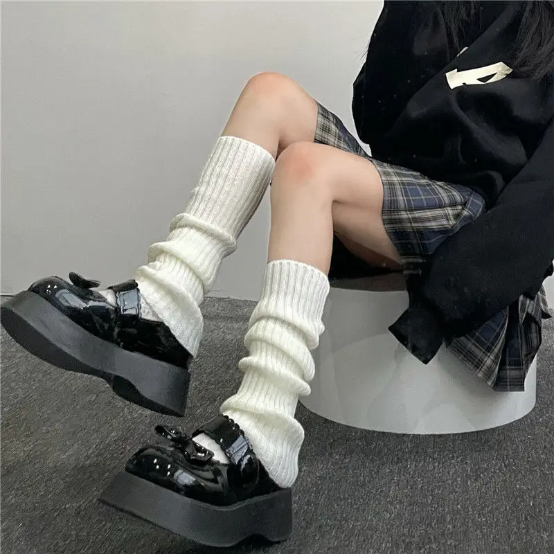 

New Lolita Long Socks Women's Leg Warmers Knitted Warm Foot Cover White Arm Warmer Ladies Autumn Winter Crochet Socks Boot Cuffs