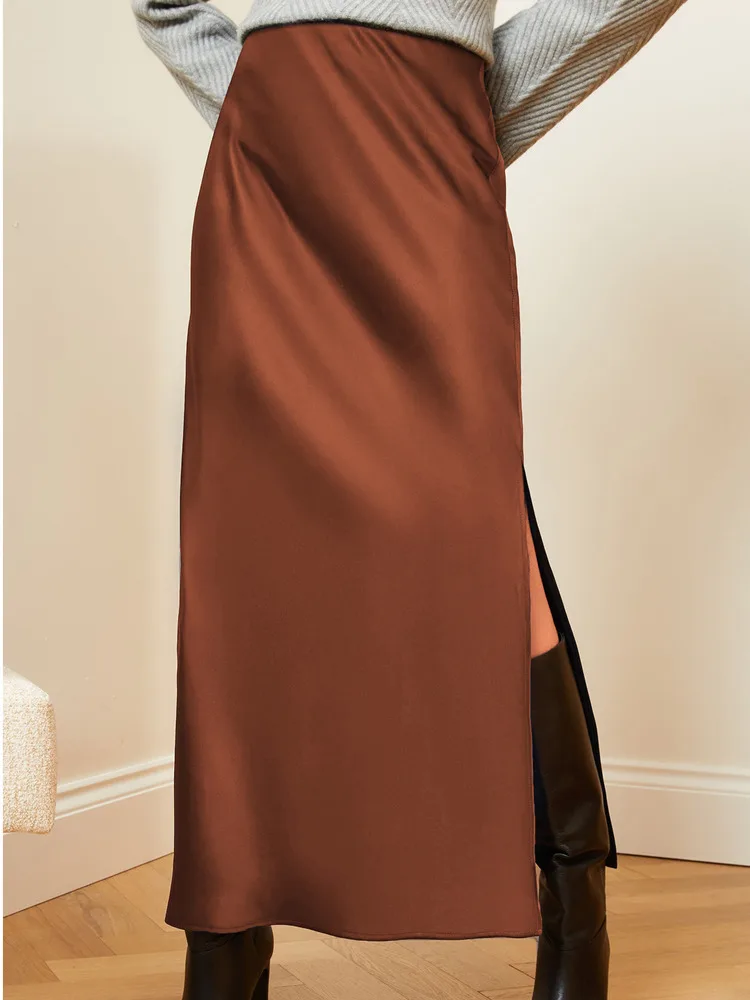 Новинка 2023 года женские атласные длинные юбки на весну и лето высококачественная