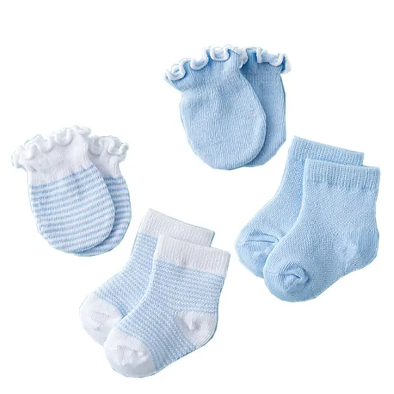 

2020 New 4 Pairs Children Kids Baby Newborn Socks Gloves Anti-scratch Breathable Elasticity Protection Face Mittens Shower Gift