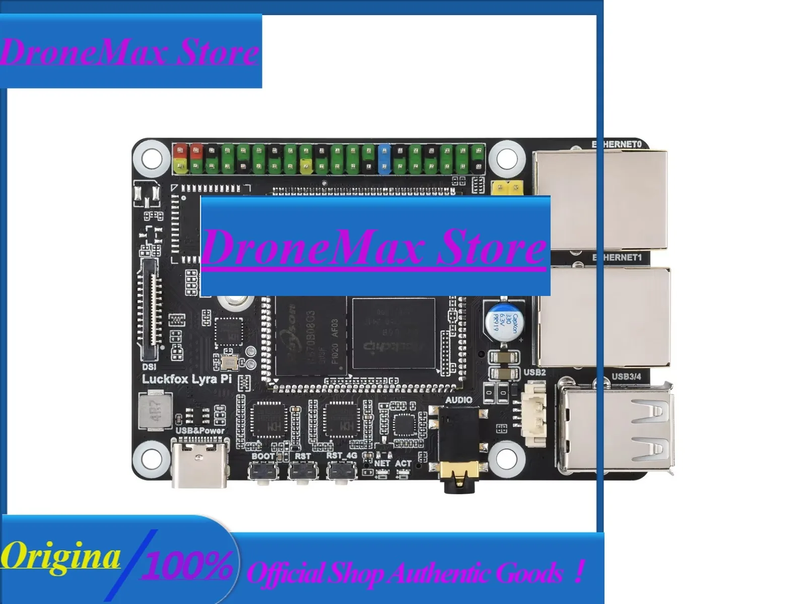 Фото DroMaLuckfox Lyra Pi Linux SBC с трехъядерным процессором A7+M0, двумя LAN-портами, MIPI DSI, USB OTG, Rockchip Matrix IO (98 функций) №1