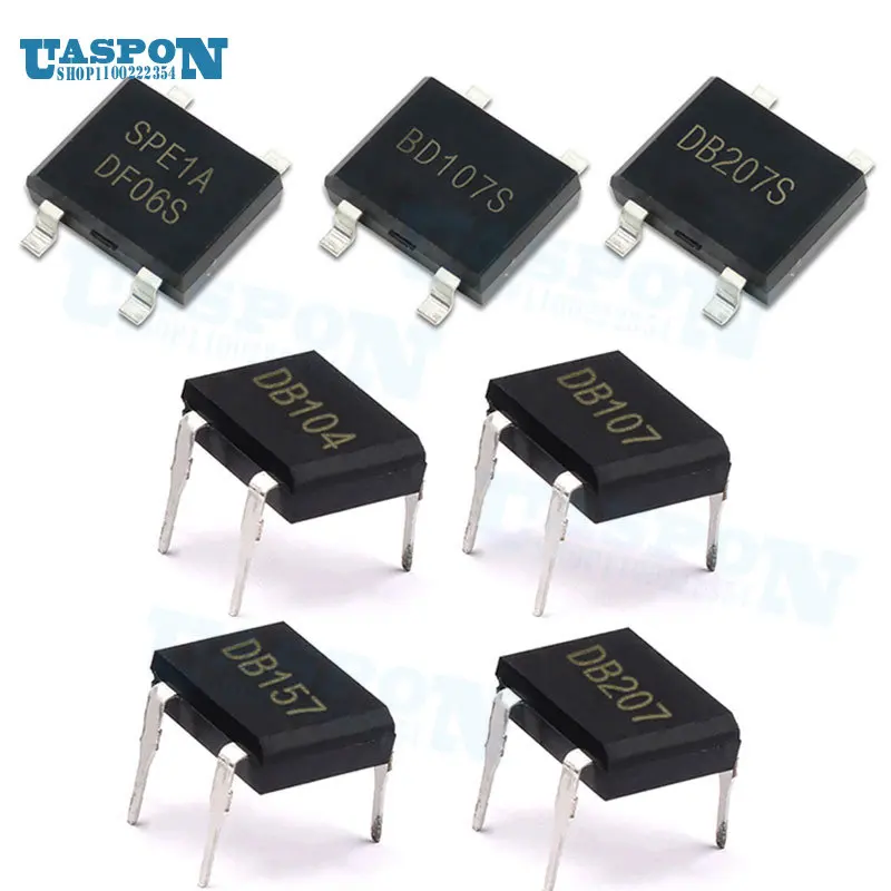 Мостовые выпрямители DB207 DIP-4, 1000 В, 2 А, DB104, DB157, DB107, DB207S, DB107S, DF06S, DF06, SOP-4, DB105S, DB106S, DB157S, DF10S, 10 шт.
