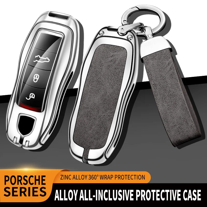 

Zinc Alloy Leather+TPU Car Remote Key Bag 2014 2016 2017 For Porsche Cayenne Panamera Macan Boxster 718 911 918 Accessories