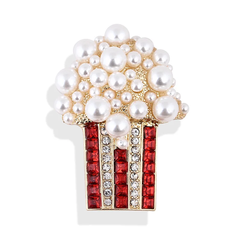 

Pearl Popcorn Brooches For Women Rhinestone Party Casual Office Daily Clothing Coat Brooch Pins Jewelry Accesories Gifts