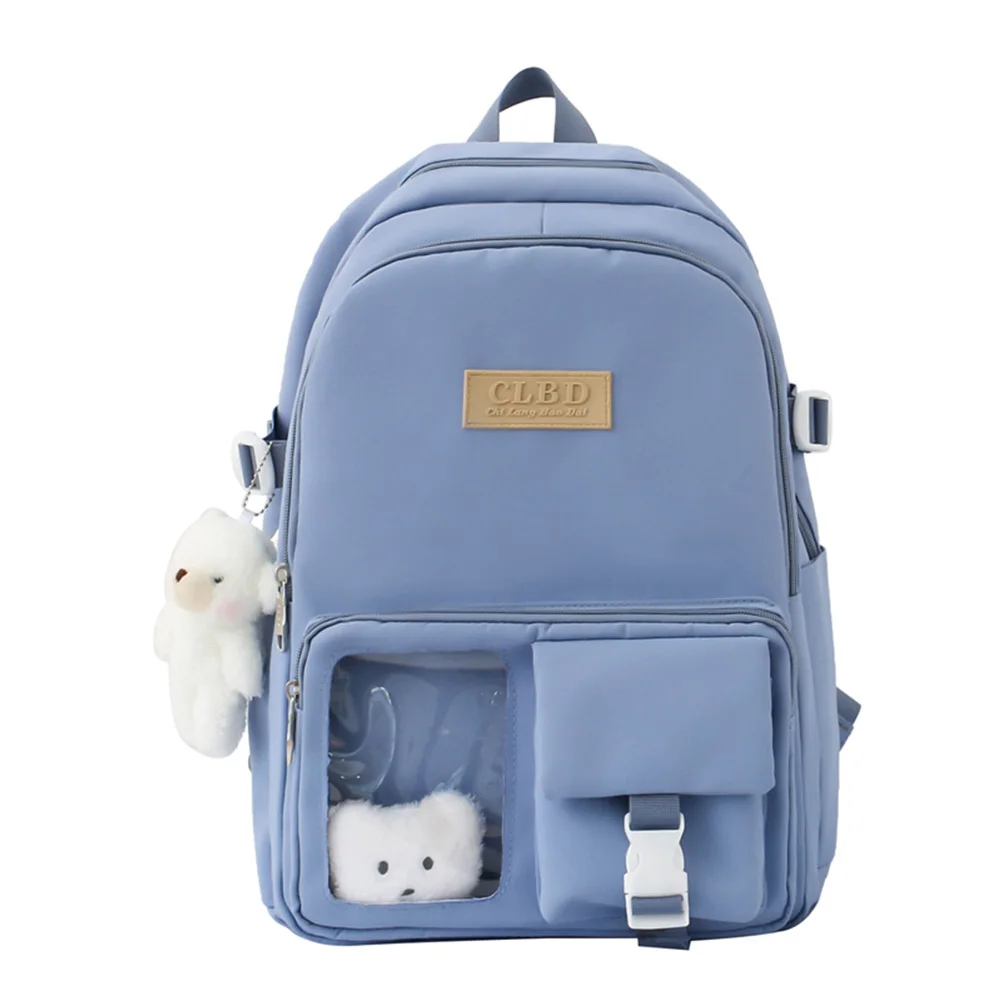 

Waterproof Travel Bag Solid Color Bookbag Fashion Student Backpacks Multi-pocket Preppy Style Harajuku Teenage Mochila Knapsack