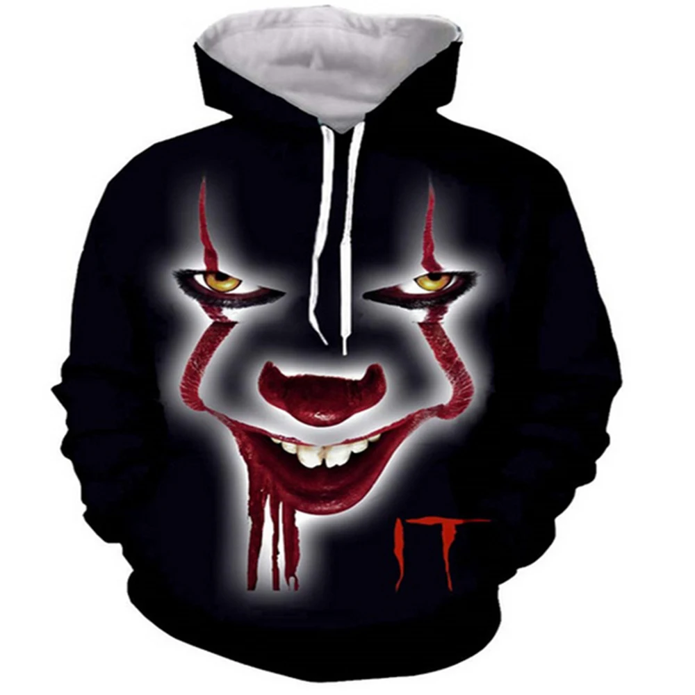 Newest Fashion Men/Women's 3D Print  Horror Scary Movie Clown Hooded/Hoodies  Long Sleeve Sweatshirts