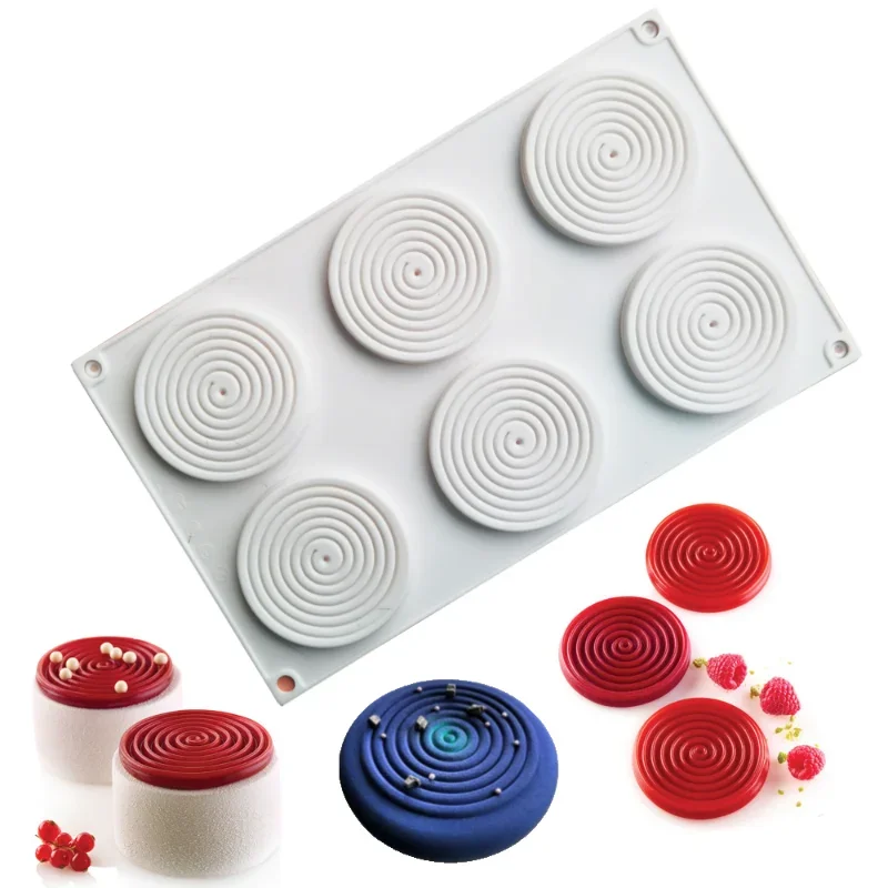 

6 Cavity Spiral Mosquito Repellent Incense Shaped Cake Silicone Baking Mold DIY Spiral Silicone Jelly Candy Mould