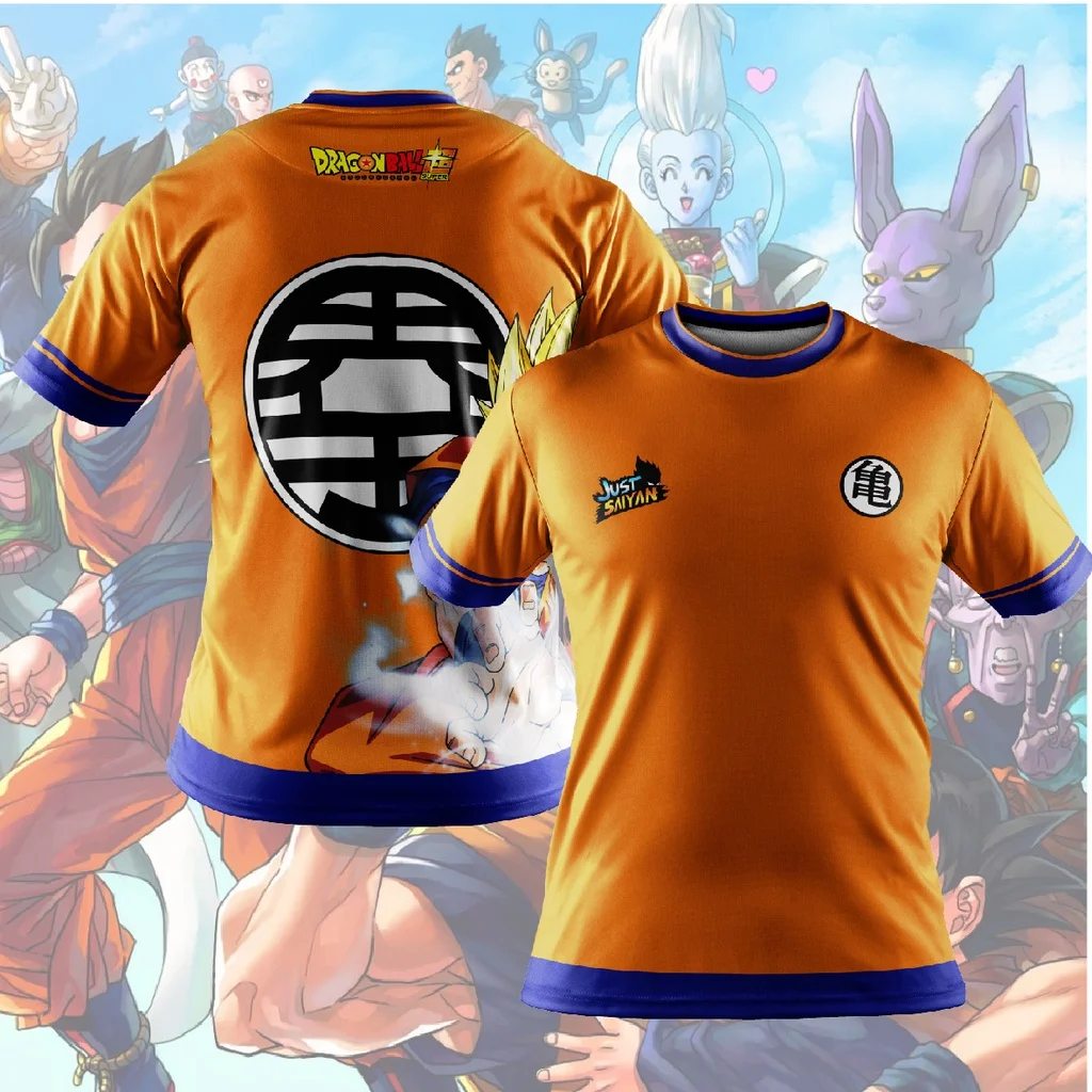 Dragon Ball Z Son Goku Super Saiyan Oversize T Shirts Boy Kids Clothes Short Sleeve T-shirt White Black Orange Breathable Jersey